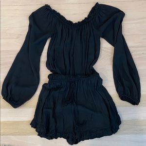 ruffle long sleeve romper